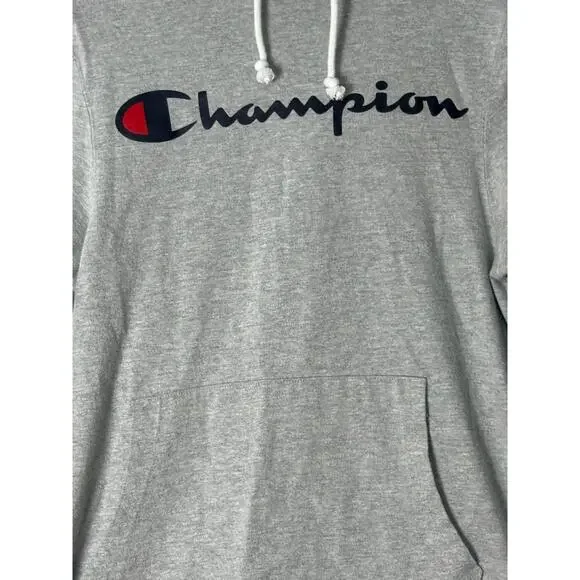 Champion Reverse Weave Style Gray Script Logo Hoodie S - Picture 3 of 9